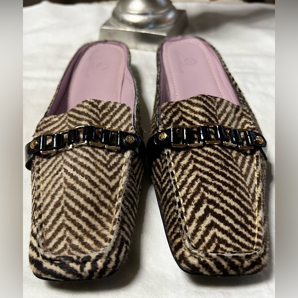 Cole Haan Brown Herringbone Flats with Black Accents